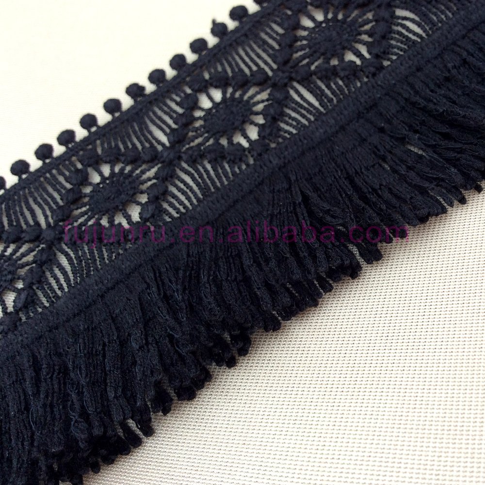 7cm wide black fringe lace trim