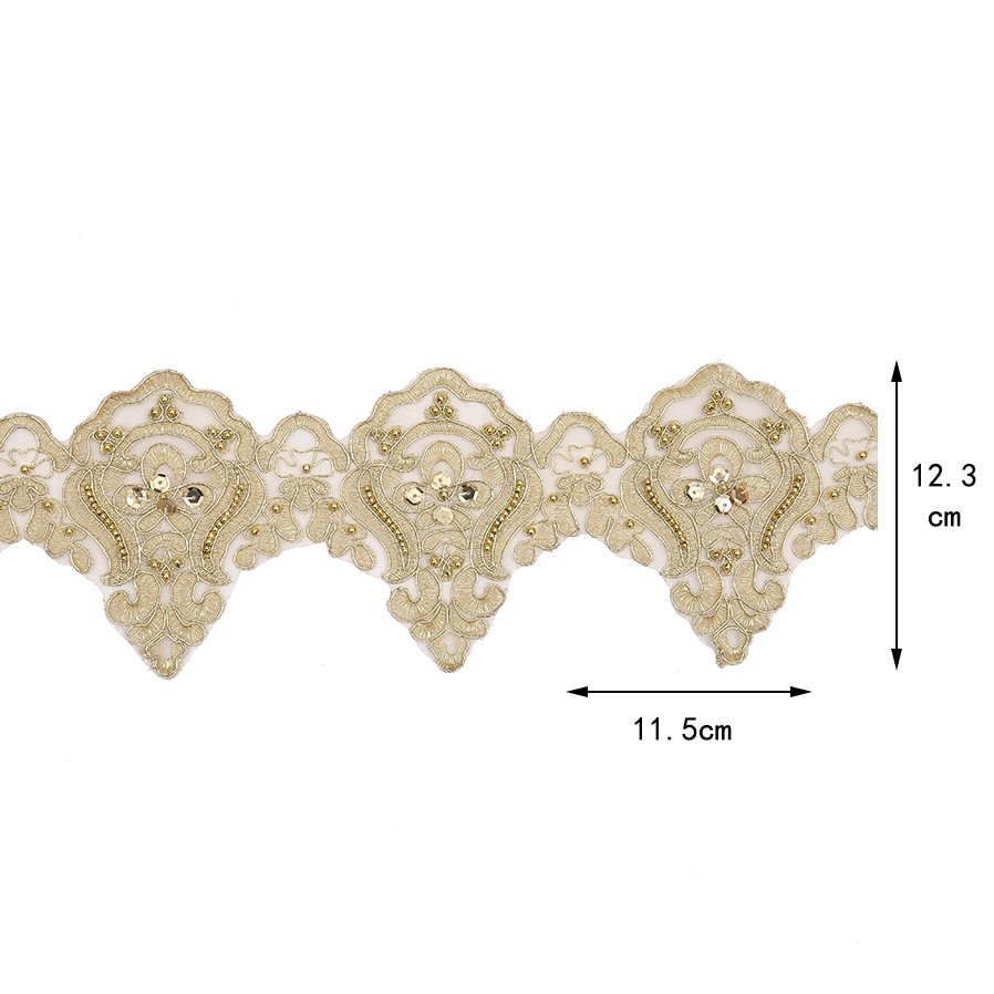 Latest Design 12.5cm 3d Decorate Lace Trim French Tulle Beaded Stone Bead Lace Trim Fabric For Party Address