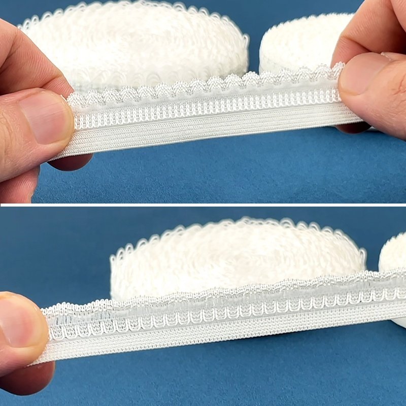 Factory Price Knitted Elastic Webbing Picot Lace Trimmed Decorative Webbing Elastic Band for Clothing Decoration Garment