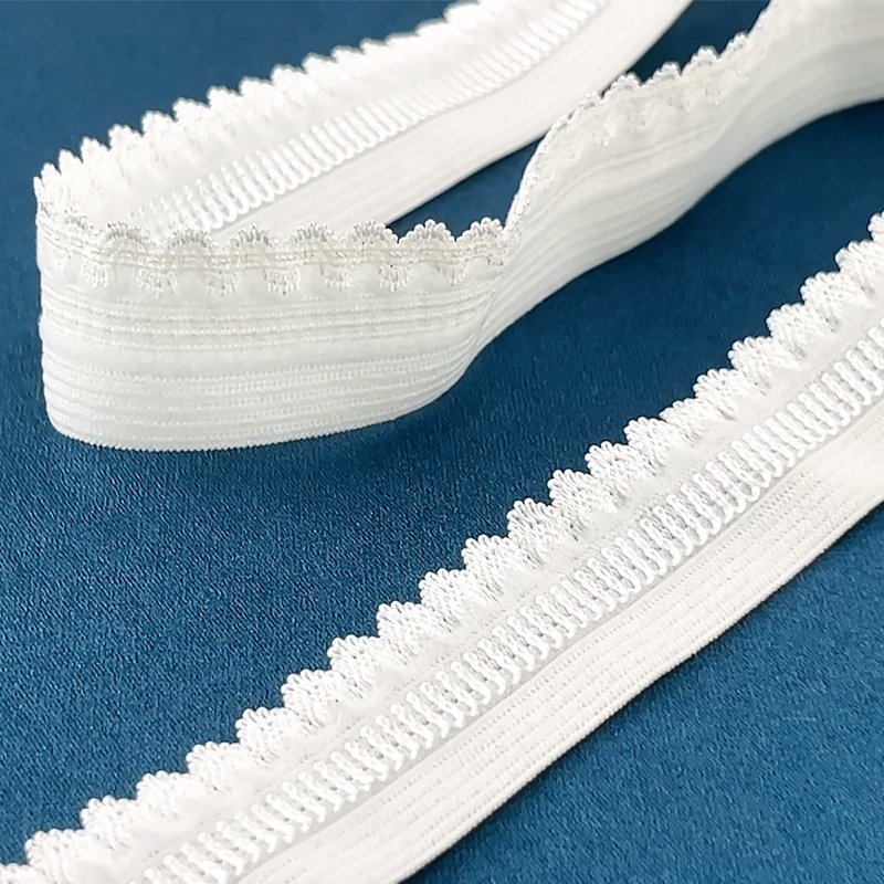 Factory Price Knitted Elastic Webbing Picot Lace Trimmed Decorative Webbing Elastic Band for Clothing Decoration Garment