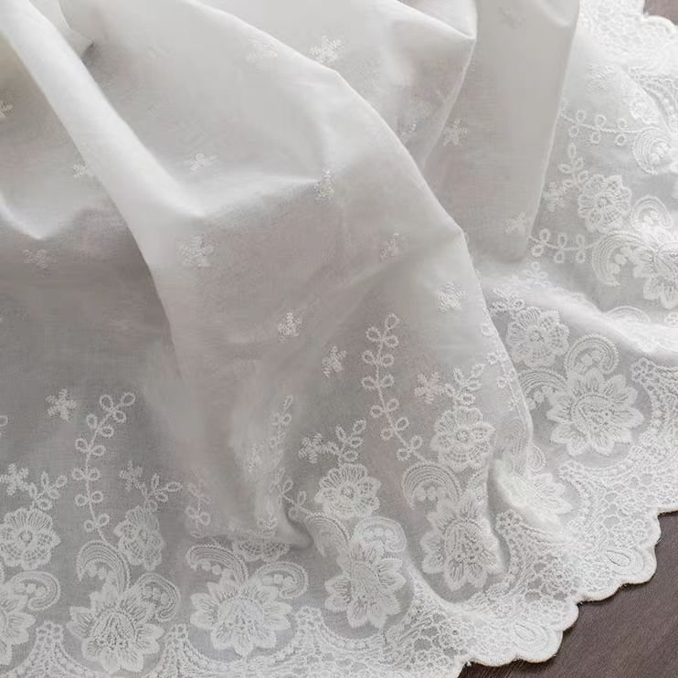 Factory Price Women Dress White Embroidery Lace Trim Cotton Embroidery Lace Border Trim