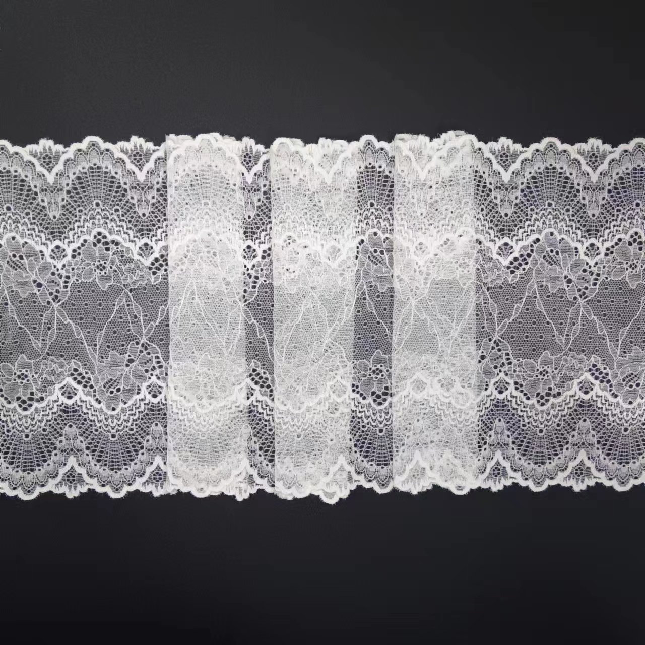 2024 White Voile Nylon Spandex Lace Fabric for Women's Lingerie Bright Lace Trim for Bra Material