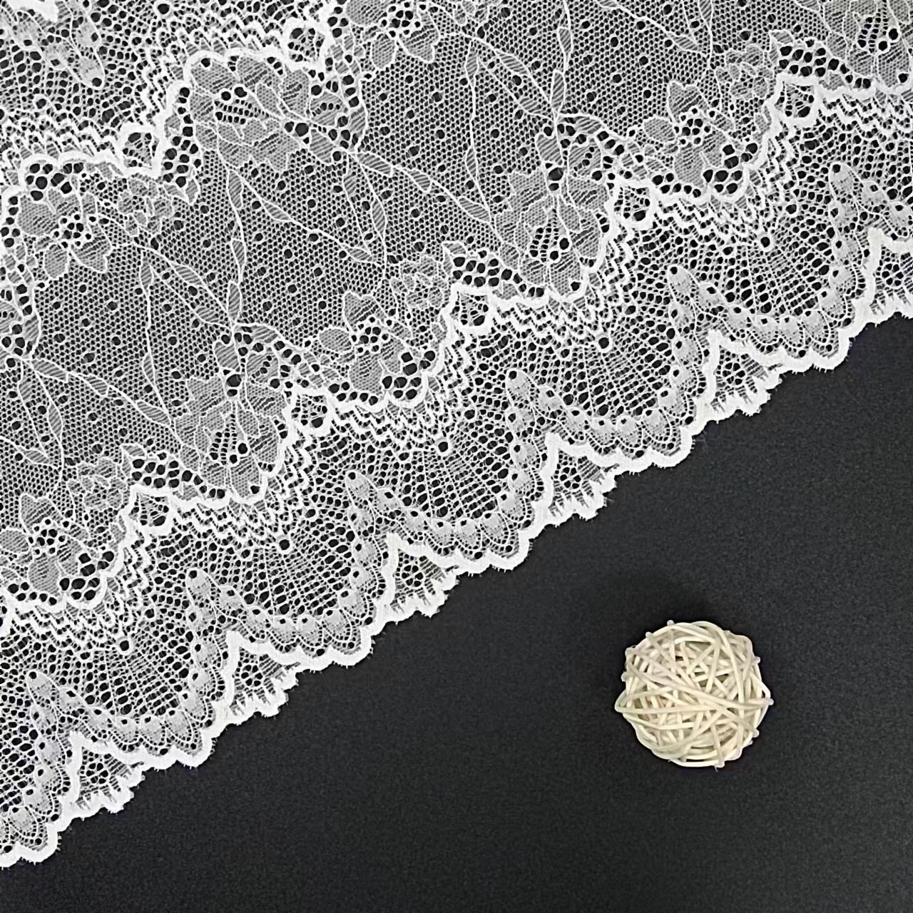 2024 White Voile Nylon Spandex Lace Fabric for Women's Lingerie Bright Lace Trim for Bra Material