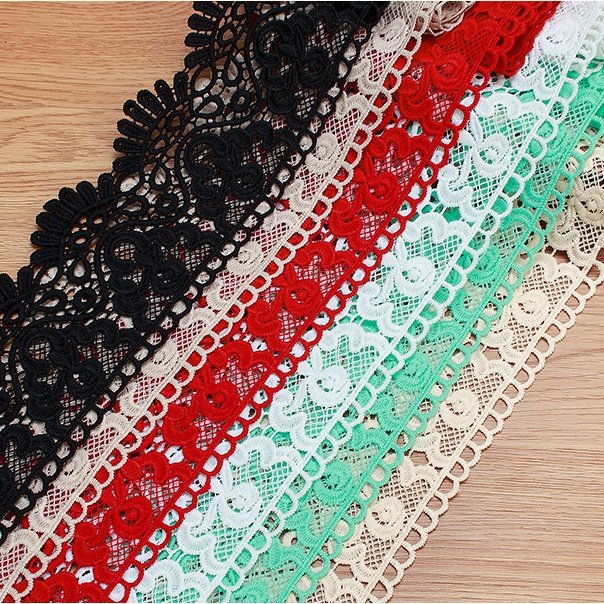 Wholesale colorful Water Soluble Chimique Lace 10cm Guipure milky Embroidery Border Chemical Curtain Lace Trim MK01