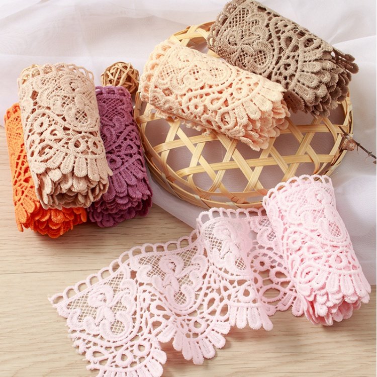 Wholesale colorful Water Soluble Chimique Lace 10cm Guipure milky Embroidery Border Chemical Curtain Lace Trim MK01