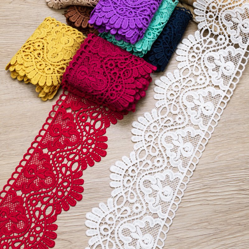 Wholesale colorful Water Soluble Chimique Lace 10cm Guipure milky Embroidery Border Chemical Curtain Lace Trim MK01