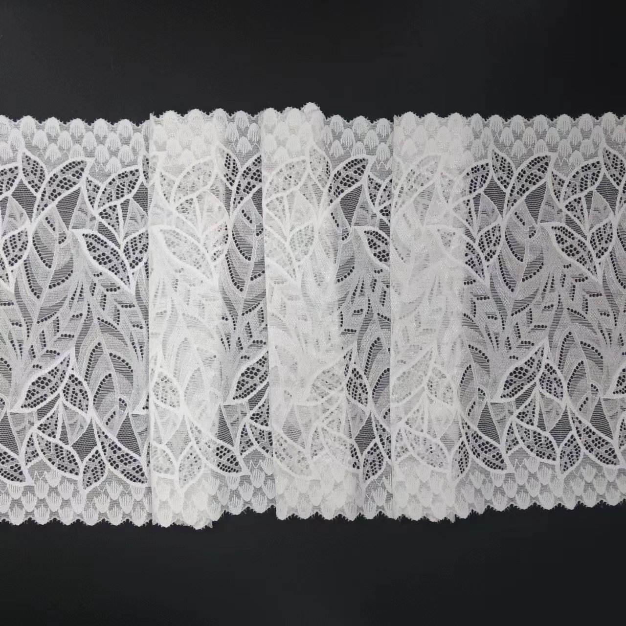 Elastic Big Flower Lace Trim Fashion Voile Nylon Spandex Stretch Lace Fabric Roll Knitted Trimming Chantilly