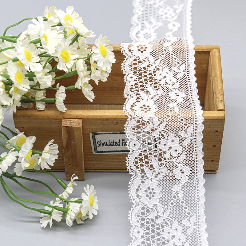 Hot selling white lace trim exquisite mesh border lace trim for weeding dress