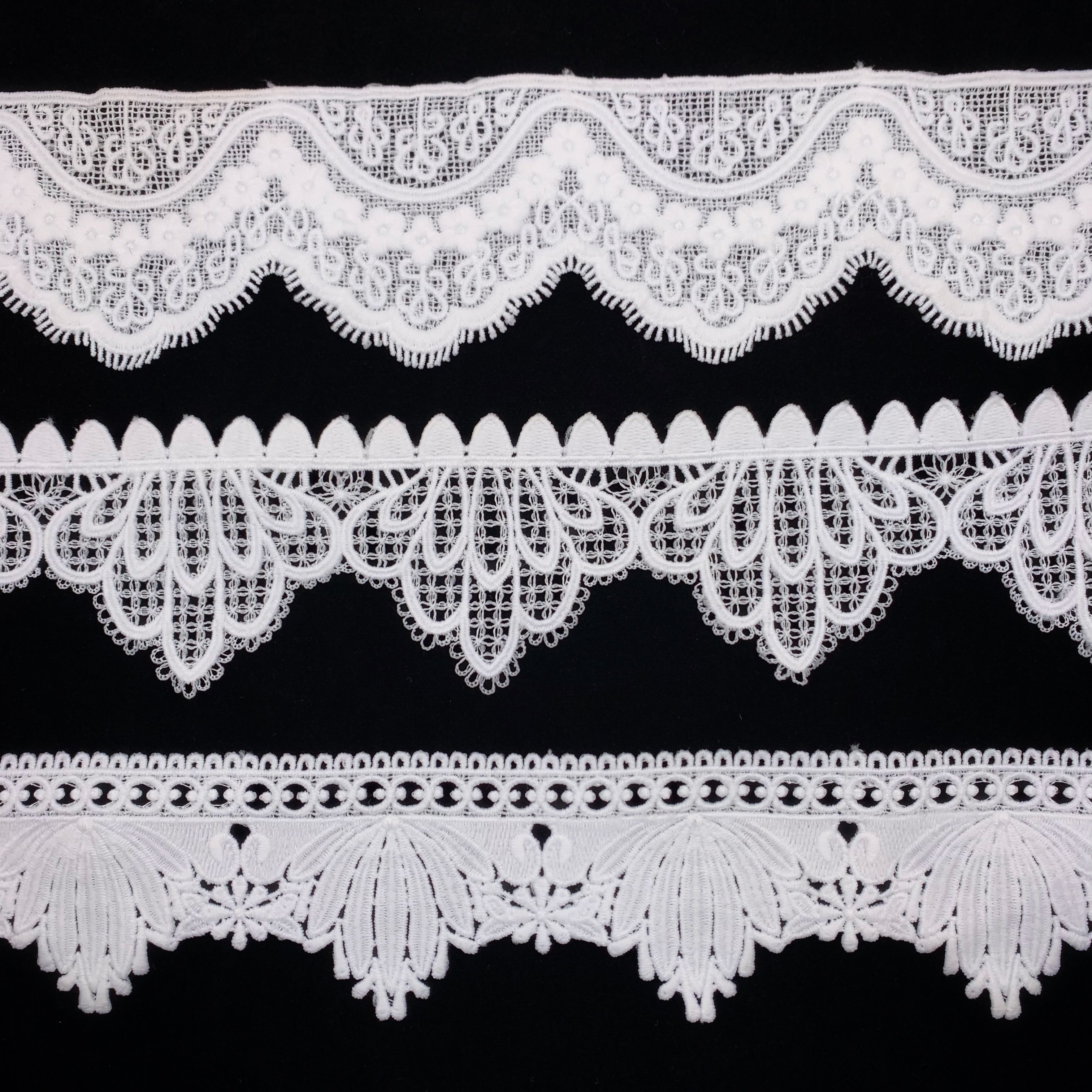 Wholesale Kg stock Fashion White Polyester Milk Silk Guipure Lace trim