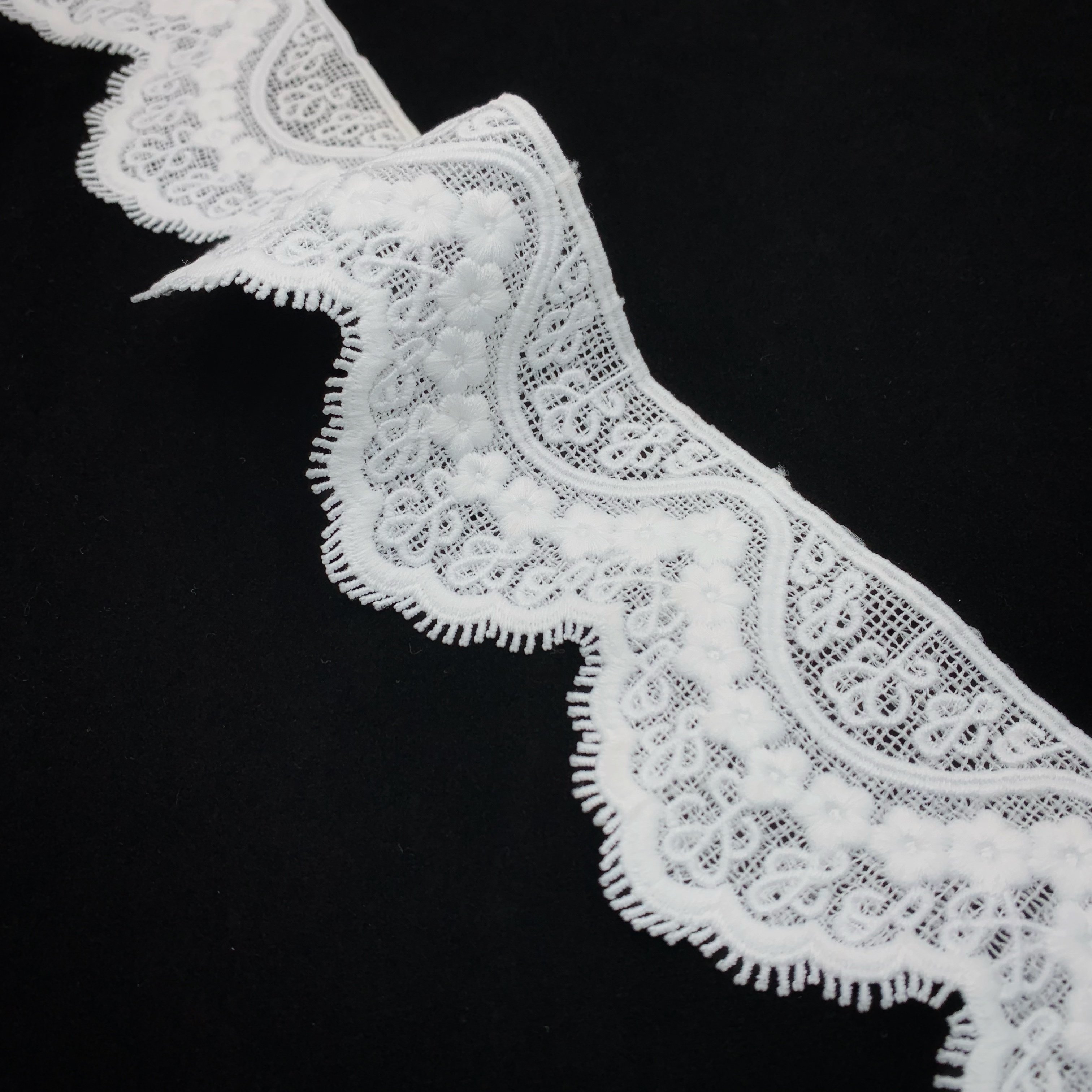 Wholesale Kg stock Fashion White Polyester Milk Silk Guipure Lace trim