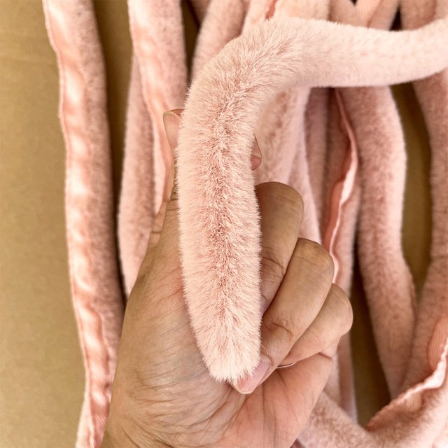 Customized color and size Wholesale small size 2cm wide Faux rabbit Fur Strip rabbit Fur Collar