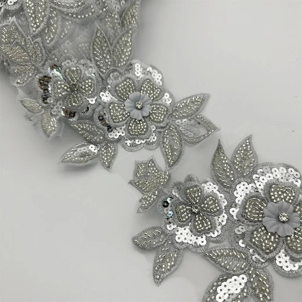 Branch design Beaded Embroidered Trim for Bridal Wedding craft for diy garment