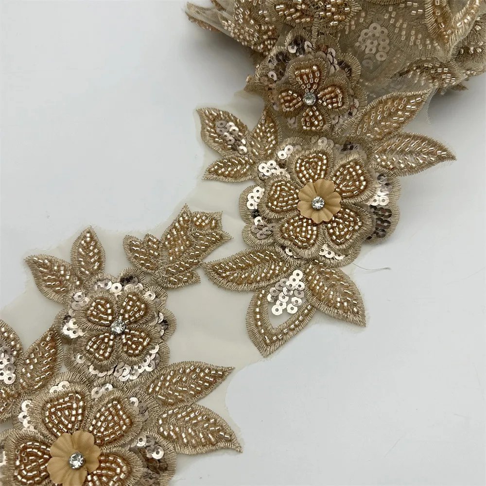 Branch design Beaded Embroidered Trim for Bridal Wedding craft for diy garment