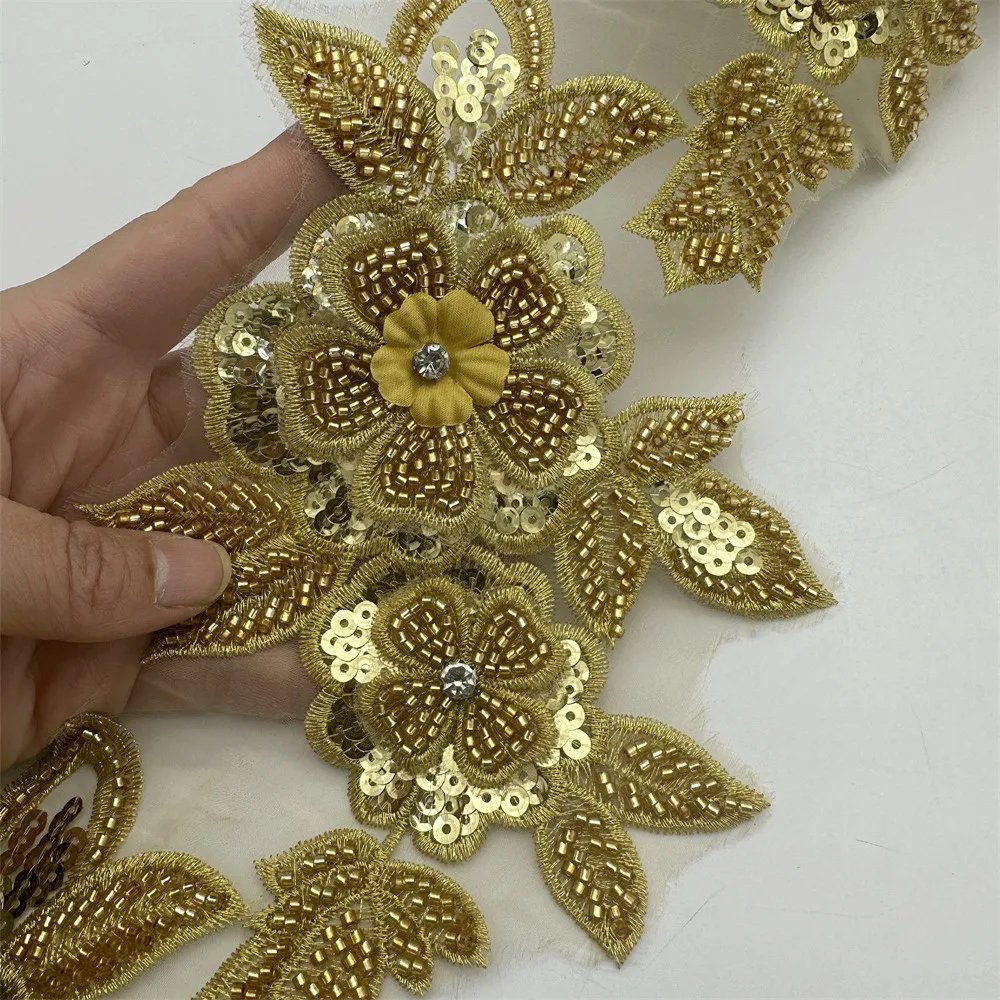 Branch design Beaded Embroidered Trim for Bridal Wedding craft for diy garment