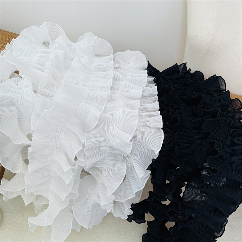 9cm Pleated Symmetrical Lotus Leaf Lace Trim DIY Clothing Skirt Hem Decorative Ruffled Applique Sewing Accessories