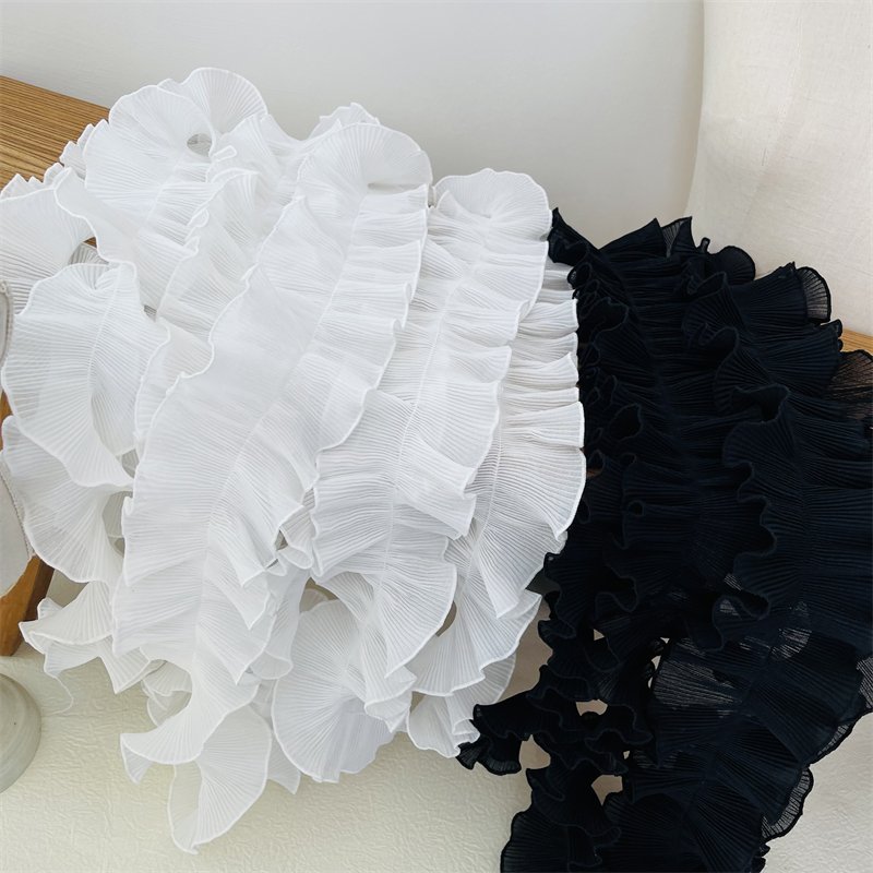 9cm Pleated Symmetrical Lotus Leaf Lace Trim DIY Clothing Skirt Hem Decorative Ruffled Applique Sewing Accessories