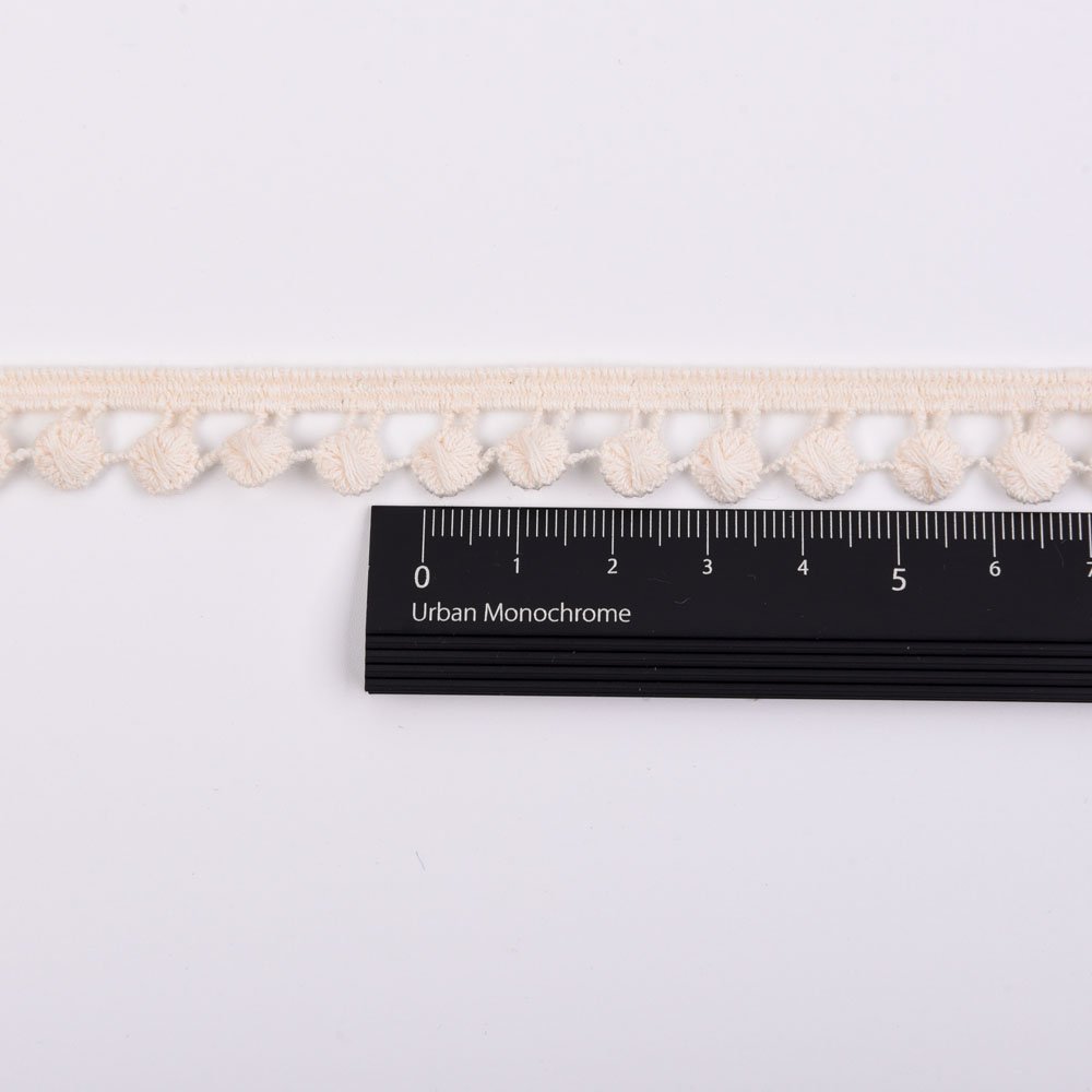 factory OEM water soluble 100% cotton lace border embroidery pom pom chemical lace trim for clothing