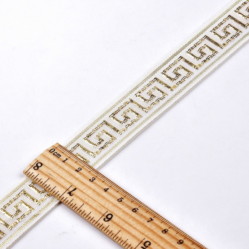Black Metallic Woven Greek Key ribbon geometric webbing trim