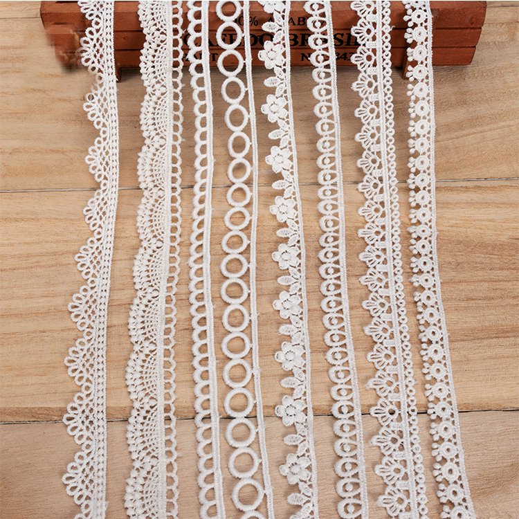 Milk Shreds White Embroidery Bridal Wedding Roll Cotton lace fabric Trimming Ribbon Lace Trim