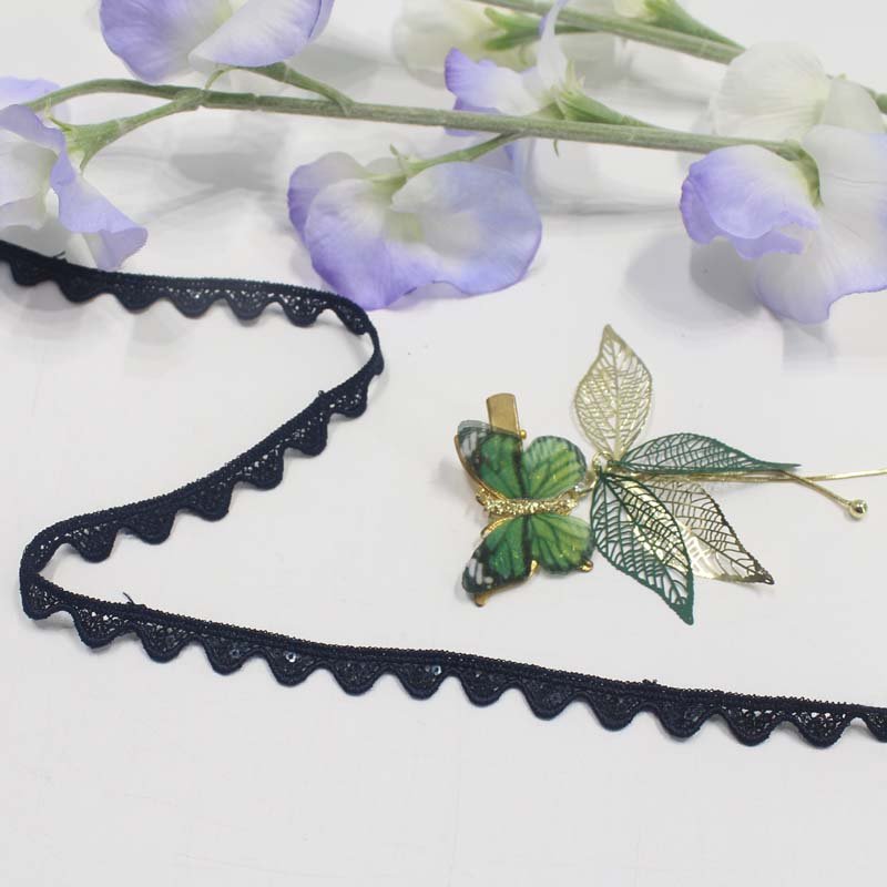 Wholesale 3cm black border lace trimming guipure lace trim embroidery lace trim for women
