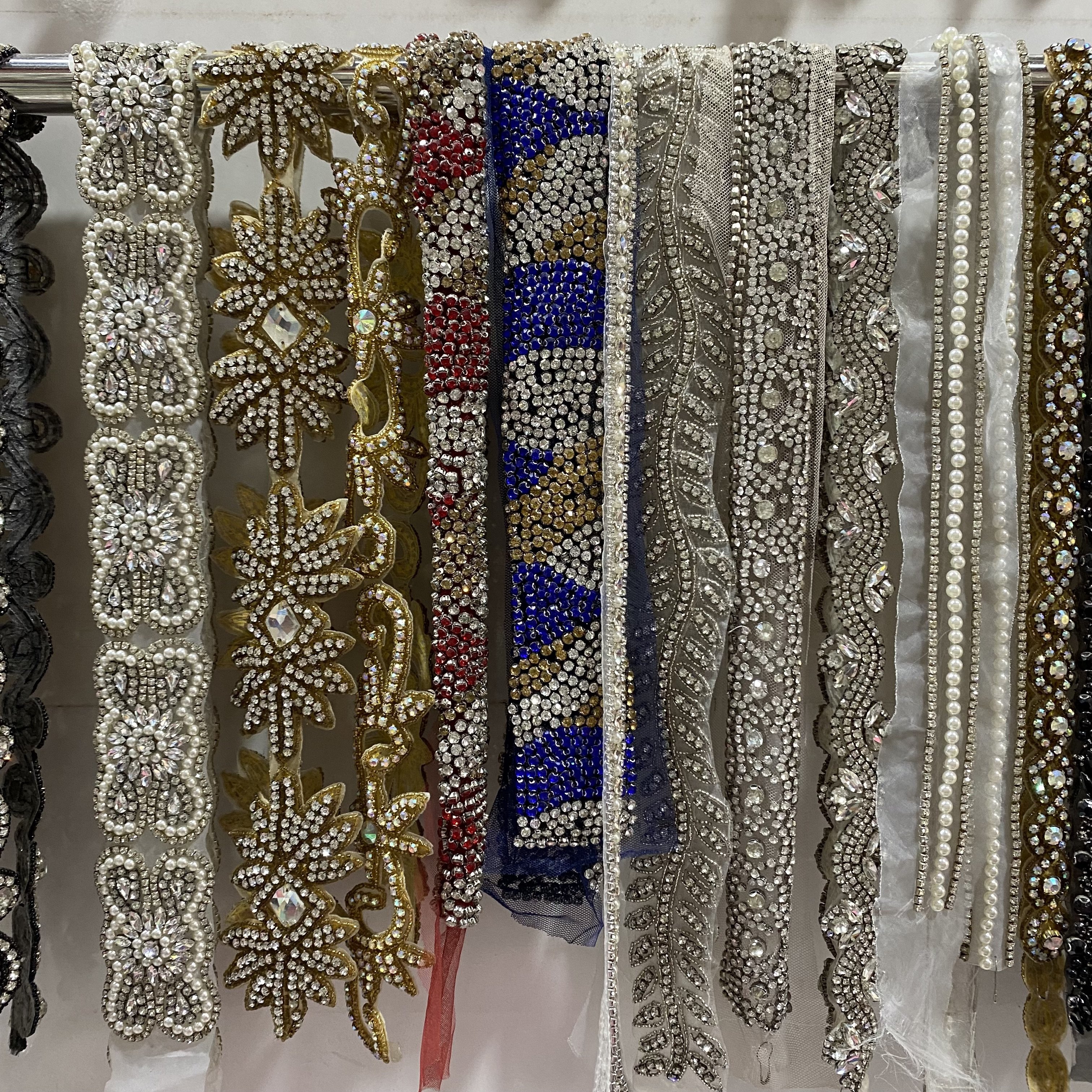 pearl beads decorative iron on mesh crystal trims