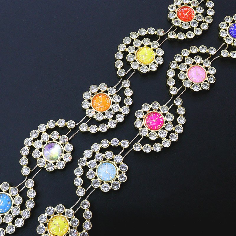 LQ NEW Flatback Chain Ribbon Colorful Rhinestone Ribbon Diamond Bling Trimming Trim For Wedding Decorations Birthdays Garment