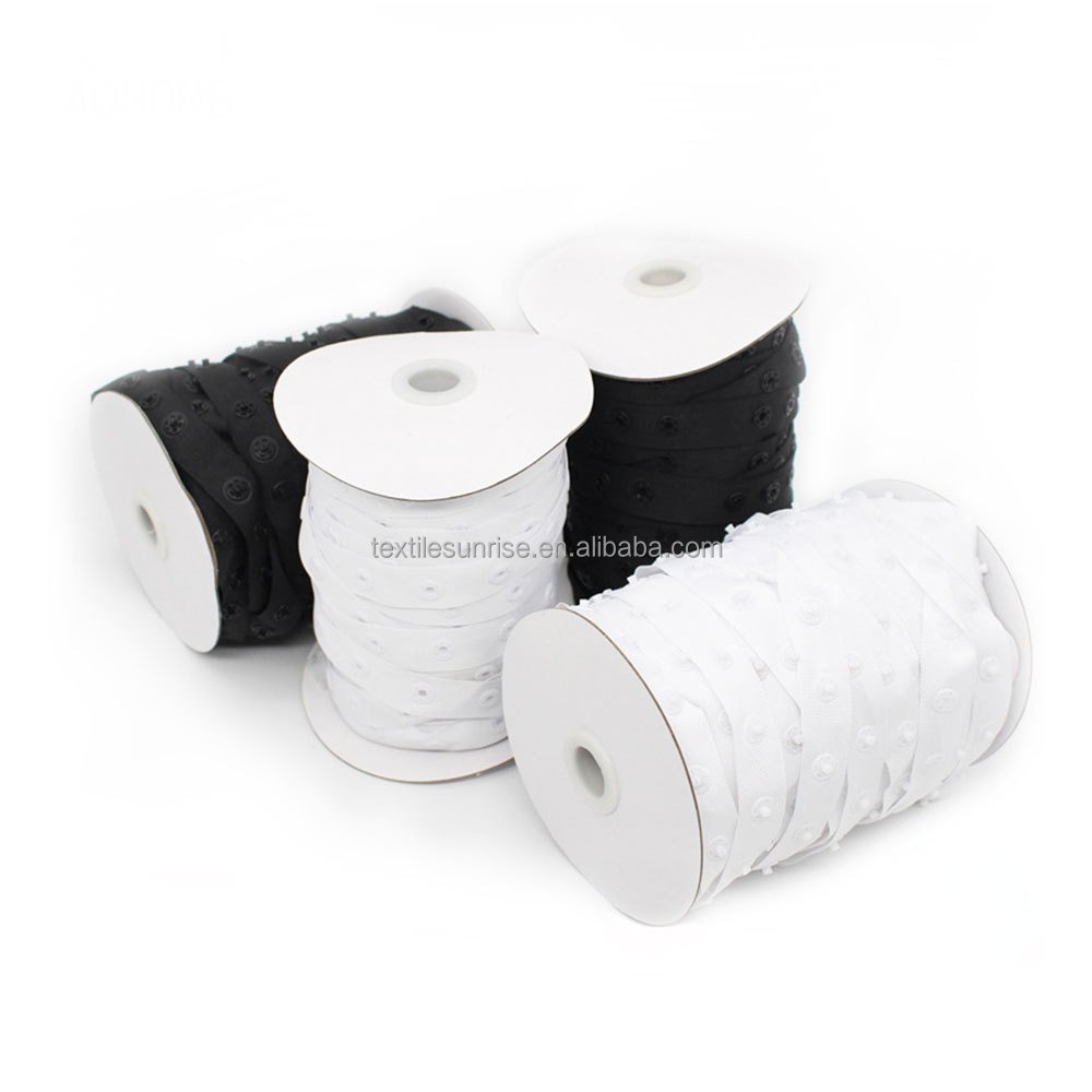Wholesale Plastic Invisible Snap Button Ribbon Tape Trim For Baby Garment Sewing Accessories