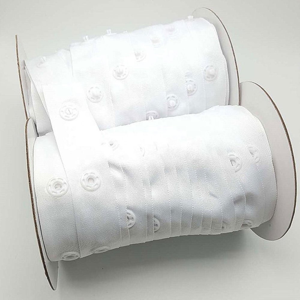 Wholesale Plastic Invisible Snap Button Ribbon Tape Trim For Baby Garment Sewing Accessories
