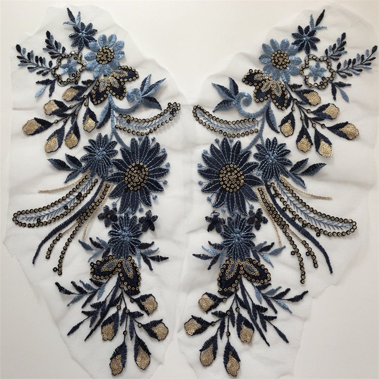 children's denim clothing decorative accessories repair DIY sequin floral mesh embroidery patch Lace