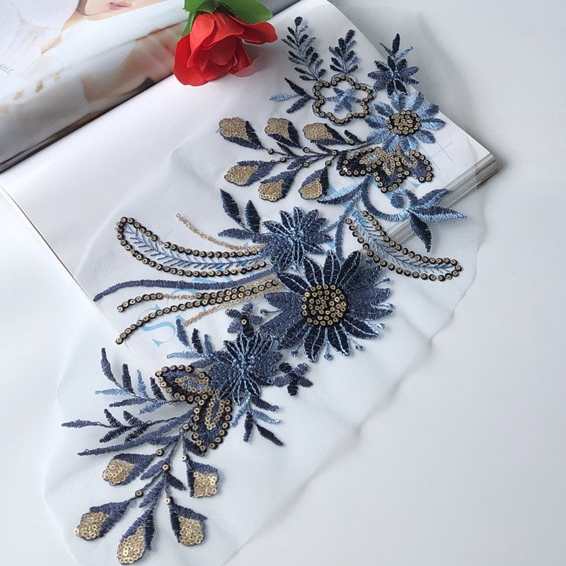 children's denim clothing decorative accessories repair DIY sequin floral mesh embroidery patch Lace