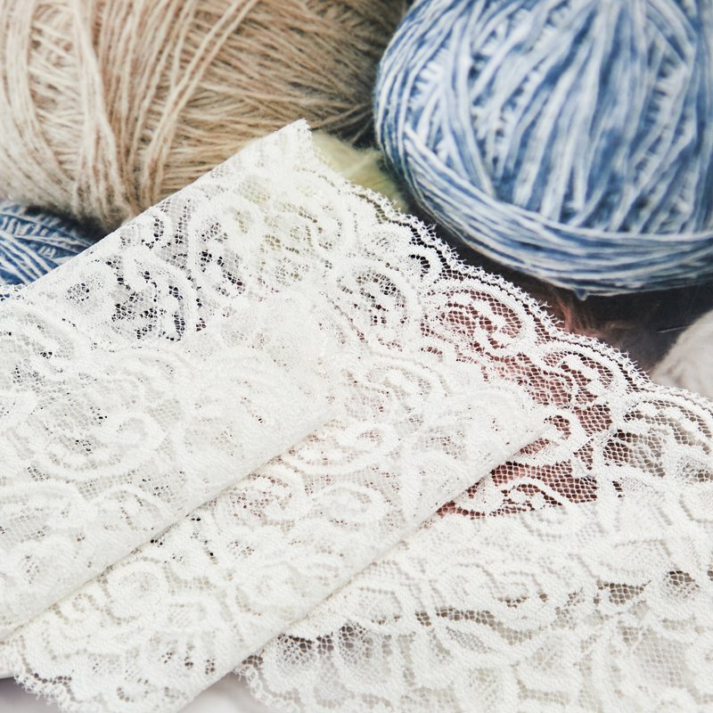 Wholesale Bridal lace Supplier French Lace Narrow Stretch 7CM White Mesh Elastic Lace Trim