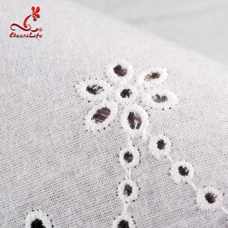 White Embroidery Broderie Anglaise 100% Cotton Material And Printed Pattern Eyelet Lace Trim