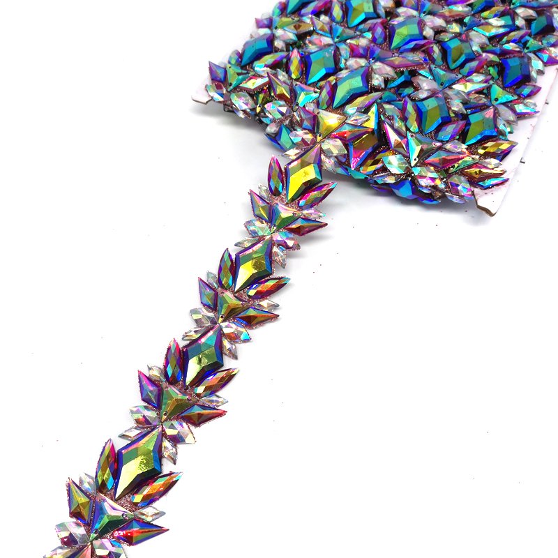 Wholesale Custom Iron-On Resin Stone Applique Trimming Assorted Designs for Maimi Jamaica Trinidad Carnival Costume Accessories
