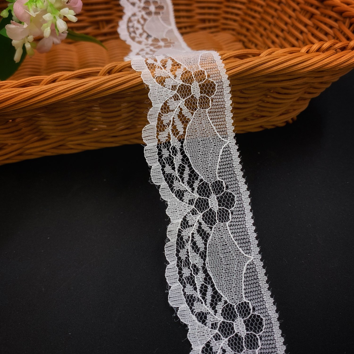 Factory Price Nylon Lace White Spandex Mesh No Stretch Lace Trim For Sexy Lingerie
