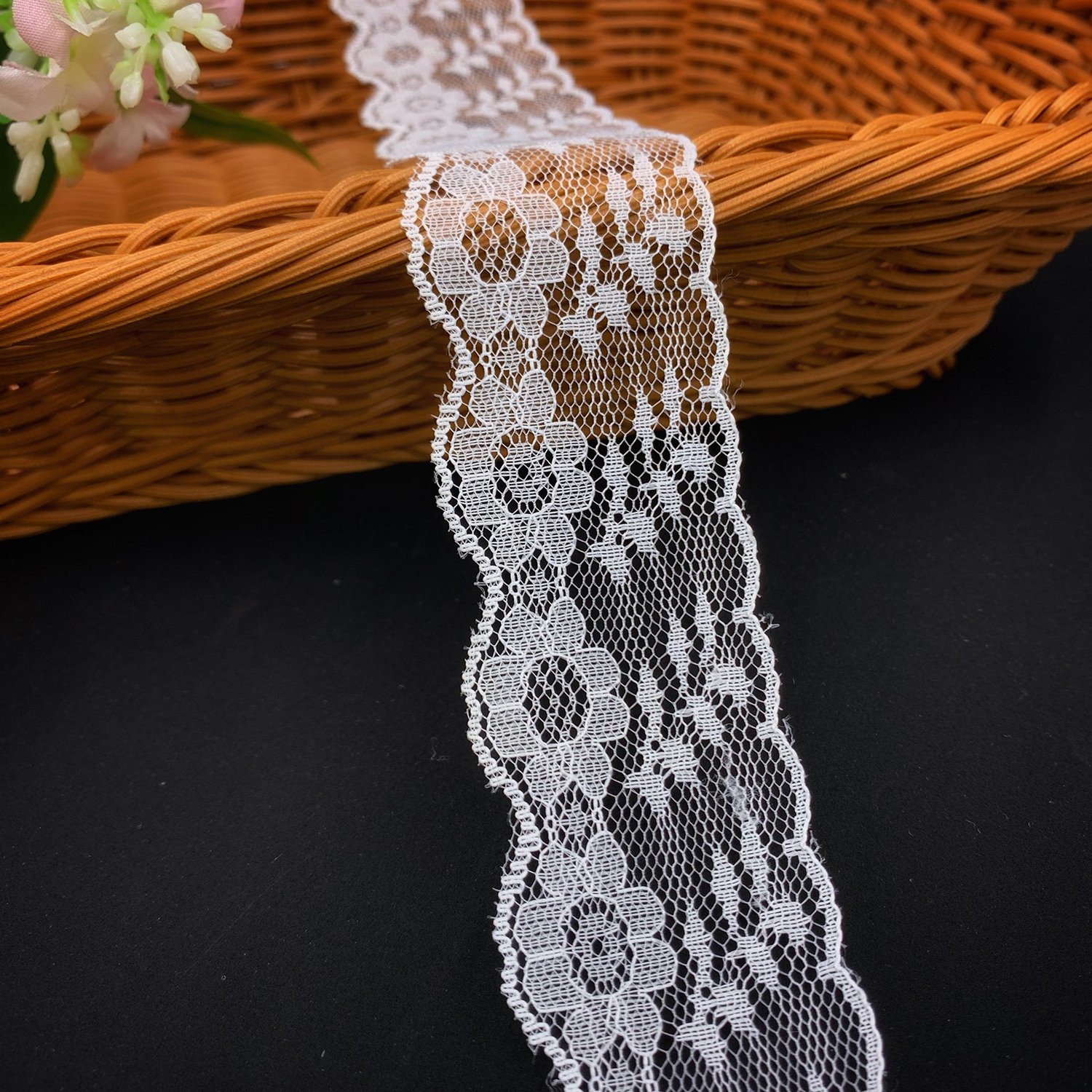 Factory Price Nylon Lace White Spandex Mesh No Stretch Lace Trim For Sexy Lingerie