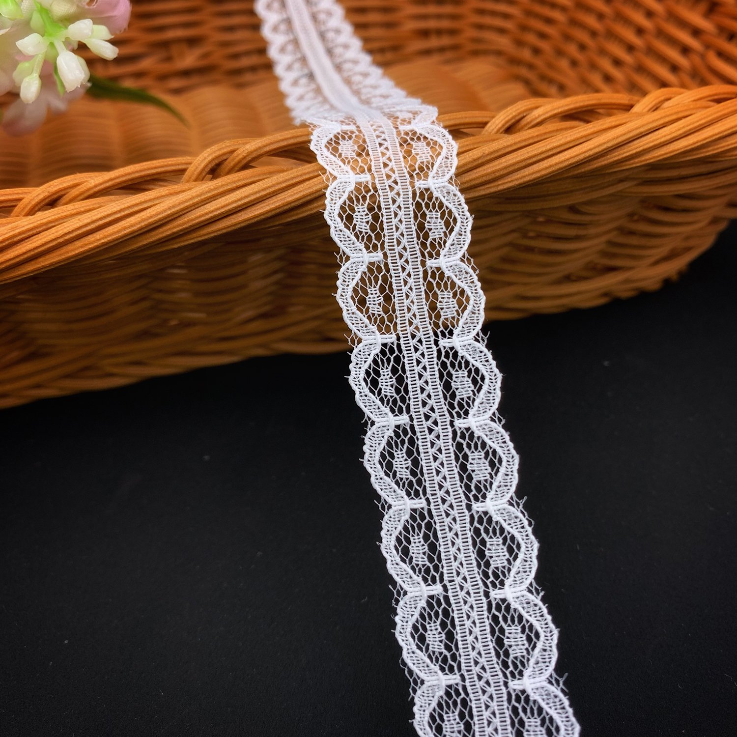 Factory Price Nylon Lace White Spandex Mesh No Stretch Lace Trim For Sexy Lingerie