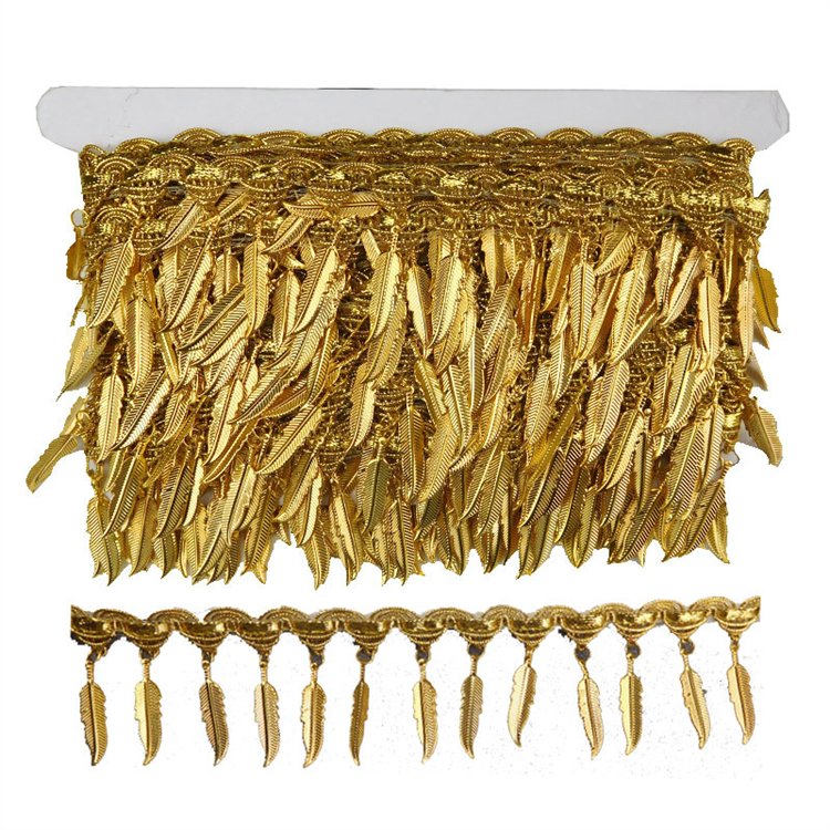 Wholesale Gold Silver Glitter Gimp Crown Flower Lace Scallop Weaving Border Trimming Tassel Fringe Lace Trim