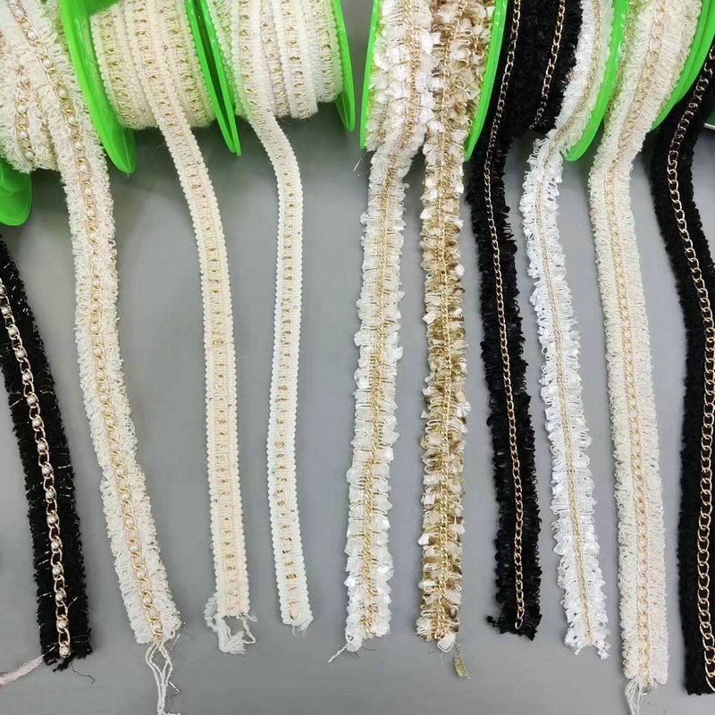 Lace wholesale Luxury Pearl beaded rhinestone decoration lace trim