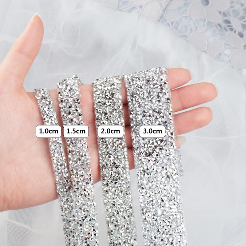 1 Yard Crystal Rhinestone Trimming On Roll Motif Strass Hot Fix Rhinestone Tape For Dresses
