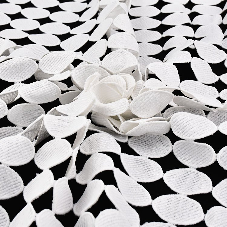 Fancy Design Polyester Embroidery White Guipure Chemical Lace Trim For Decoration Fabric Trim Embroidered Lace