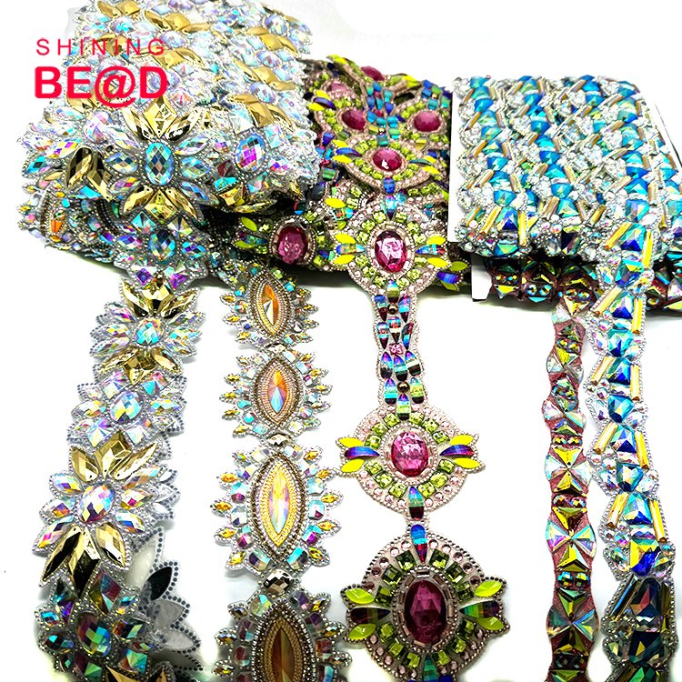 China factory wholesale Custom factory hot sell cheap BlueAB trim Carnival costume accessories in custom colorsCrystal Trim