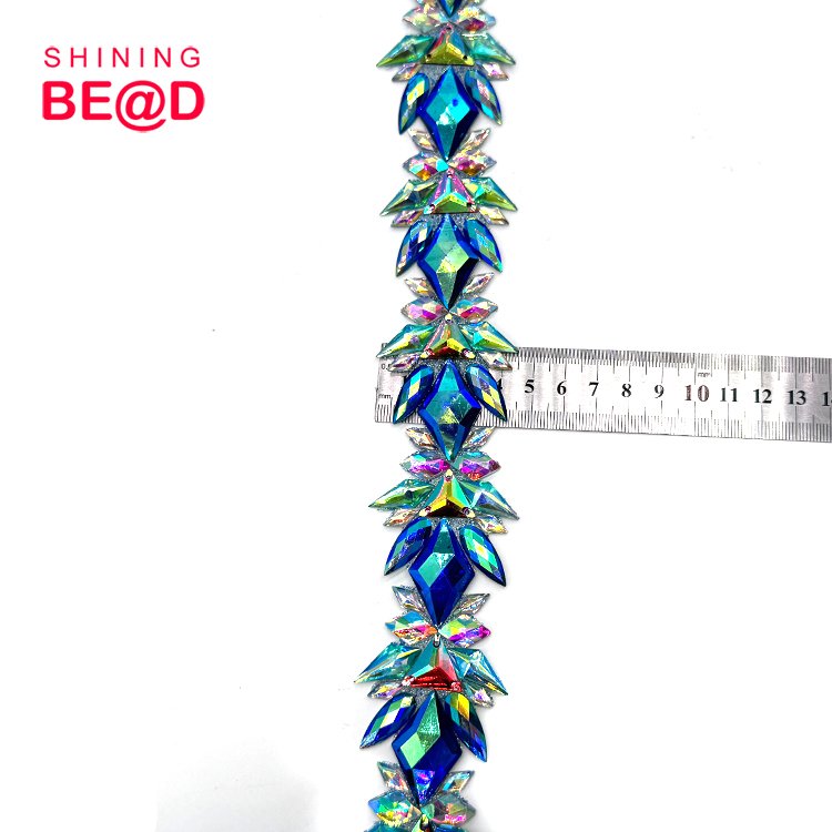 China factory wholesale Custom factory hot sell cheap BlueAB trim Carnival costume accessories in custom colorsCrystal Trim