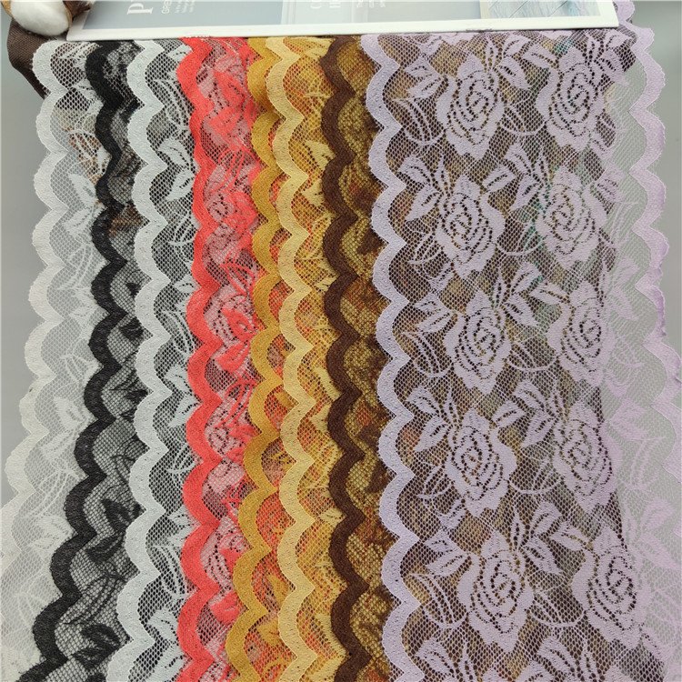 Colorful Spandex Elastic Skirt Hem Lace Trim Clothing Skirt Collar Underwear Accessories Bags Custom PE Fabric Fashion Organza