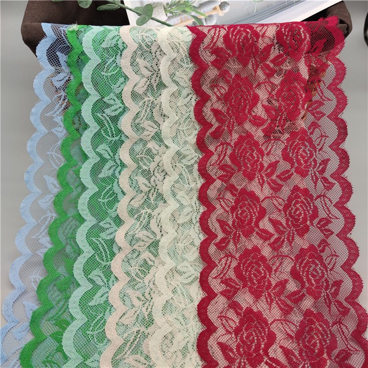 Colorful Spandex Elastic Skirt Hem Lace Trim Clothing Skirt Collar Underwear Accessories Bags Custom PE Fabric Fashion Organza