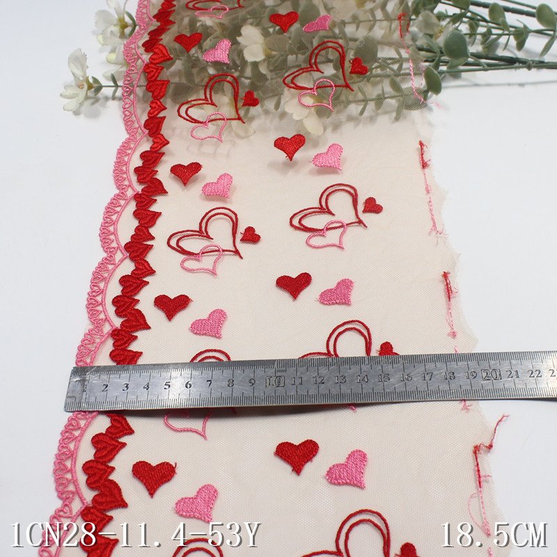 2024 lovely heart shape Embroidery floral Lace manufacturer encajes bordados Tulle border Lace trim for women sexy lingerie