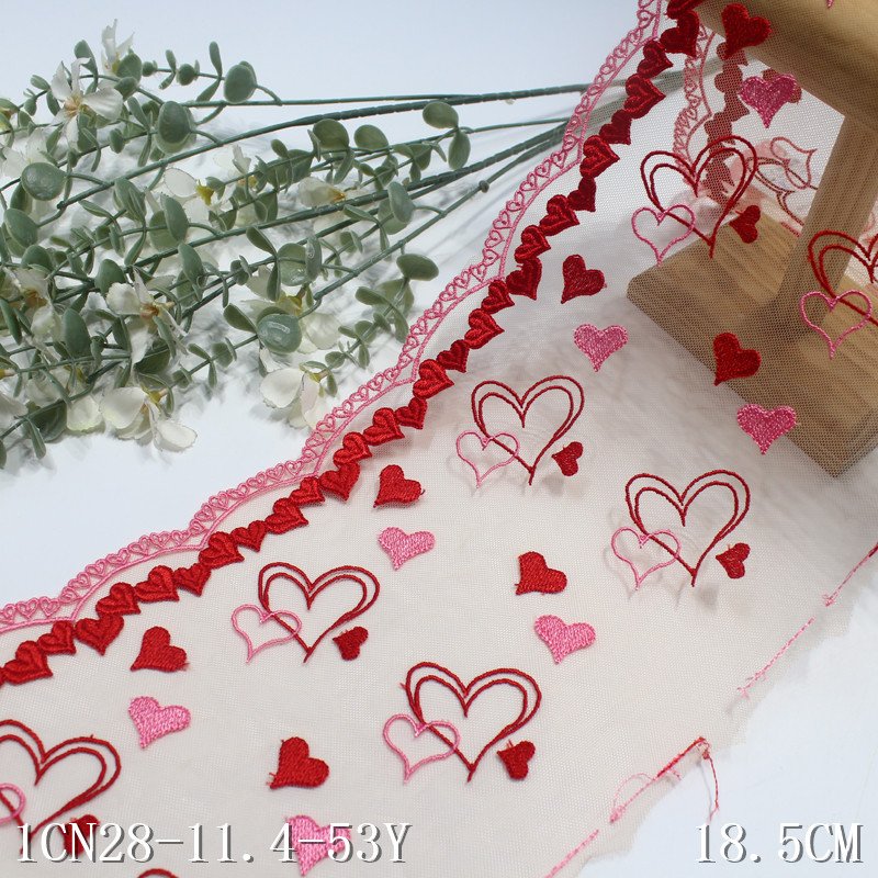 2024 lovely heart shape Embroidery floral Lace manufacturer encajes bordados Tulle border Lace trim for women sexy lingerie