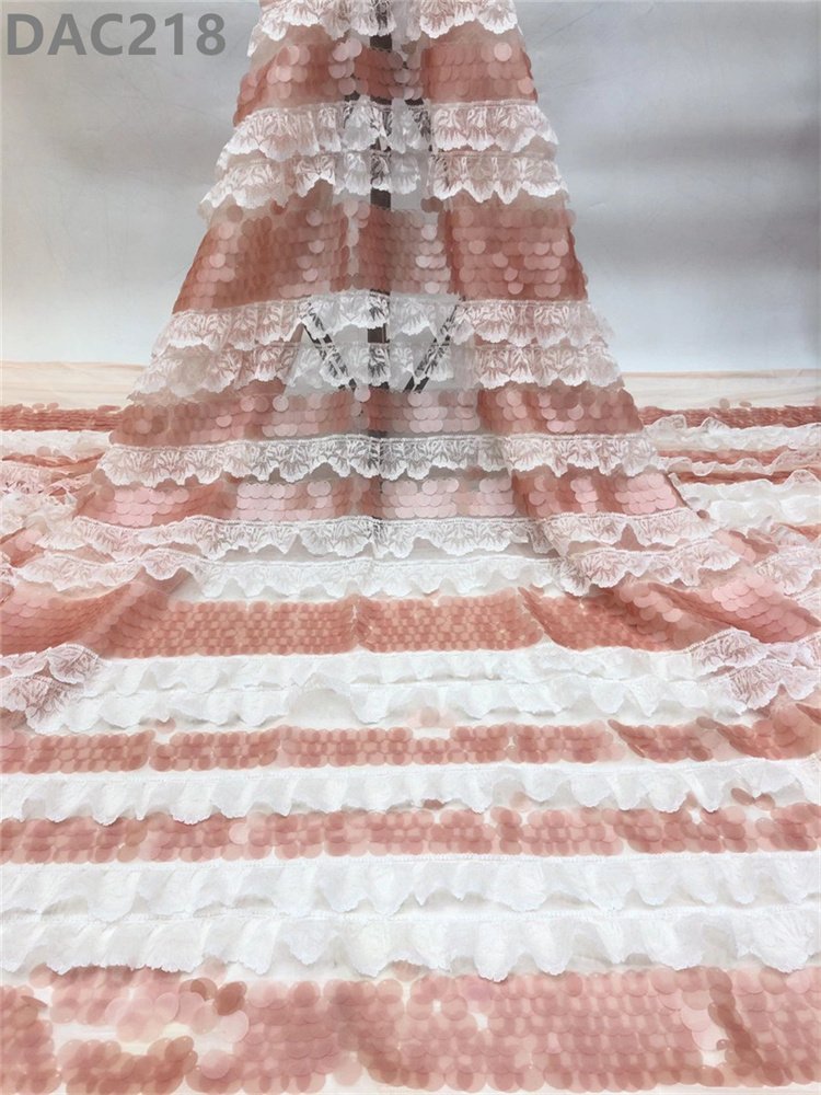 Wholesale French Net Tulle Lace With Trimmings Big Sequin Embroidery Lace Fabric