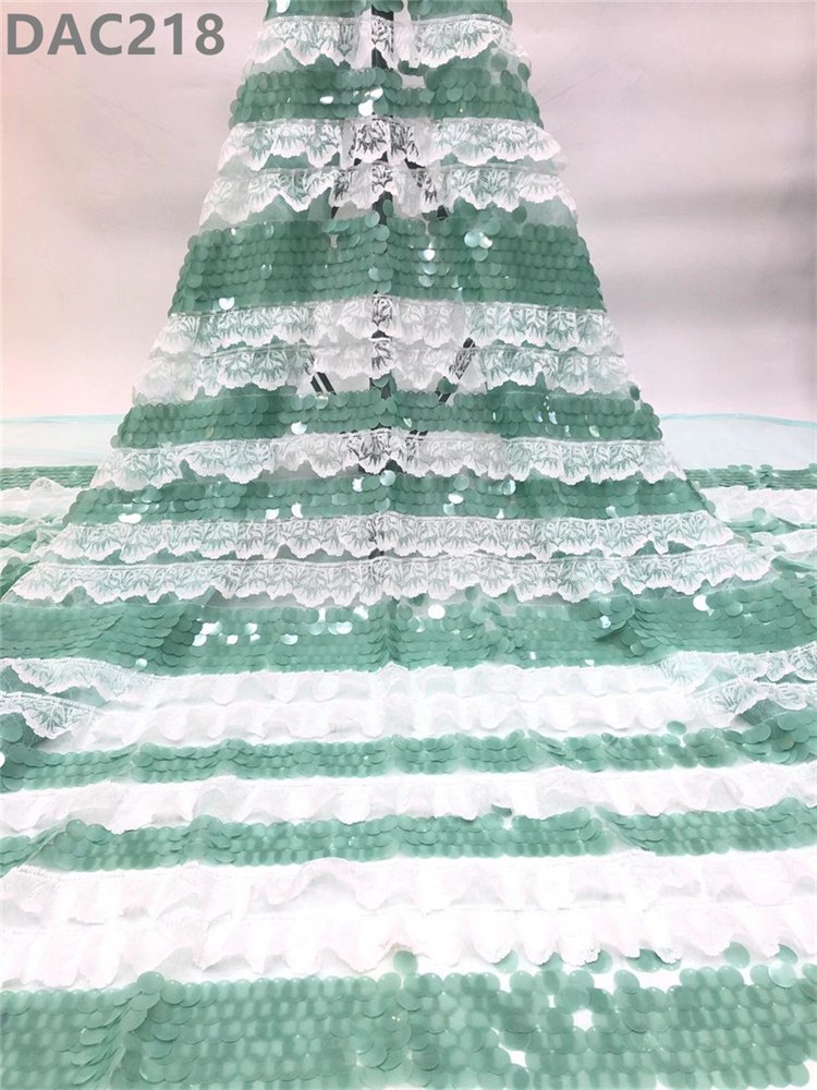 Wholesale French Net Tulle Lace With Trimmings Big Sequin Embroidery Lace Fabric