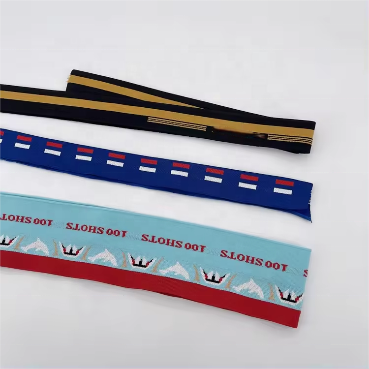 Custom Eco-friendly polyester ribbing collar stripe flat knit neck trim