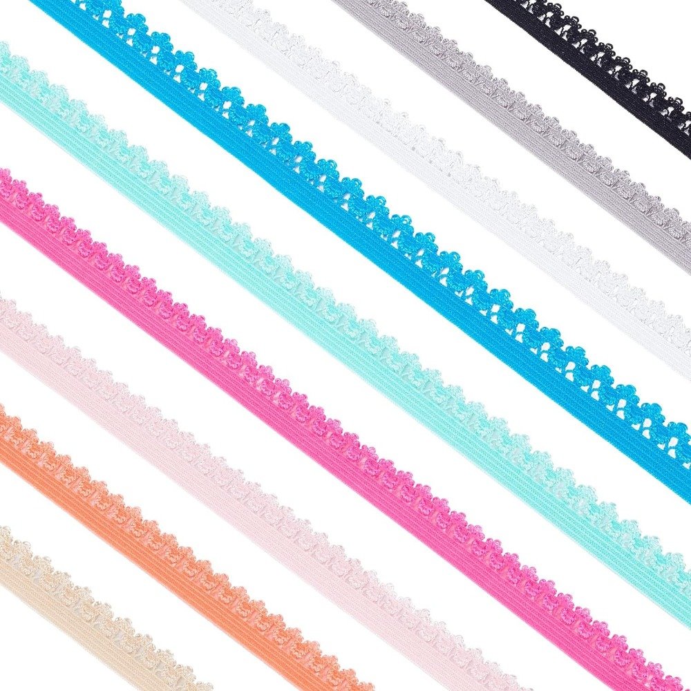 Lace Ribbon Frilly Elastic Headbands Underwear Elastic Edge Stretch Colored Elastic Lace Trim for Sewing Hair Tie Lingerie
